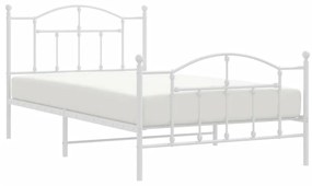 Estrutura de cama com cabeceira e pés 100x200 cm metal branco