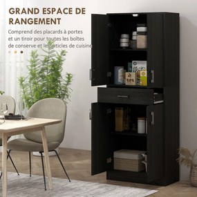Armário de cozinha alto com 4 portas 70,8 L x 34 P x 180 A cm, 2 compartimentos e 1 gaveta central, altura de 180 cm, com 2 prateleiras ajustáveis, pr