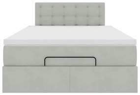 Estrutura de cama otomana com colchão cinza claro Veludo