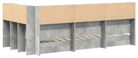 Cama com Estante Cinza Concreto 100x200 cm Madeira Engenheirada
