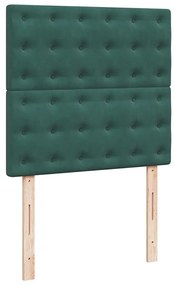 Cama com molas/colchão 100x200 cm veludo verde-escuro