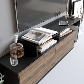Móvel TV Nexera – Preto e Nogueira – 149,8 x 42,9 x 35,3 cm