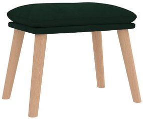 Cadeira de descanso com banco veludo verde-escuro