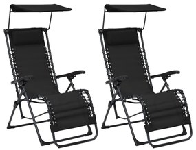 vidaXL Cadeiras de pátio dobráveis 2 pcs textilene preto