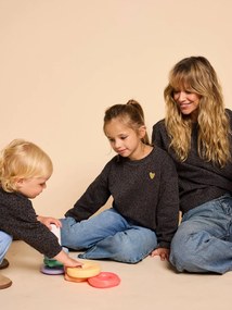 Camisola com estampado de leopardo e coração para bebé, coleção cápsula mãe/filha, da ENVIE DE FRAISE cinza escuro
