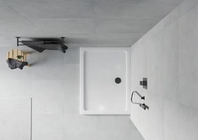 Mexen Flat base de duche retangular slim 80 x 70 cm, branco, sifão preto - 40107080B