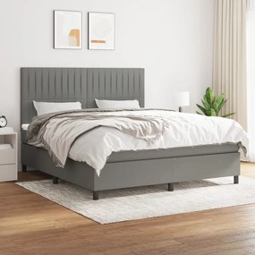 vidaXL Cama com molas/colchão 180x200 cm tecido cinzento-escuro