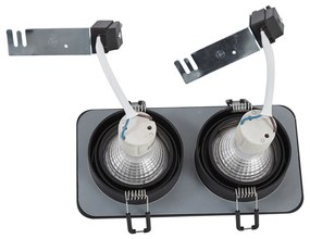 Foco embutido redondo preto GU10 50mm giratório e inclinável IP44 2 luzes - Alberto Moderno