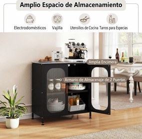 Armário de Cozinha, 83 x 42 x 85,5 cm, Estante Regulável, Preto