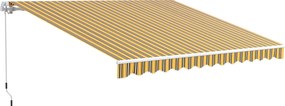 Outsunny Toldo Manual Retrátil 350x250 cm com Manivela de Metal Impermeável e Anti-UV para Jardim Terraço Janelas Cinza e Amarelo | Aosom Portugal