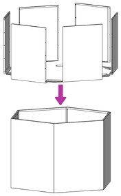 Vasos floreiras jardim 2 pcs hexagonal 46x40x45cm aço galvaniz.