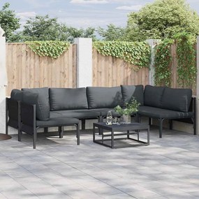 vidaXL Conjunto de Sofá de Jardim com almofada 6 pcs Preto Aço