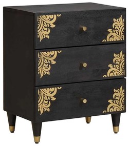 vidaXL Armário de Cabeceira com gaveta Preto 50 x 33 x 62 cm