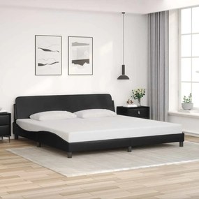vidaXL Estrutura de cama Dover 193x203cm couro artificial preto