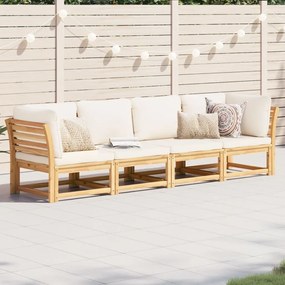 4 pcs conjunto lounge de jardim com almofadões acácia maciça