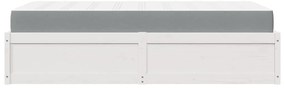 Cama com colchão 90x190 cm madeira de pinho maciça branco
