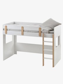 Agora -15% | Cama mezanino meia-altura Montessori, TEMA EVEREST branco/madeira