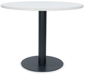 Mesa de Reunião Redonda 1000x750 mm – Tampo Branco em Melamina, Estrutura Preta