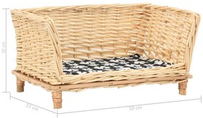 Cesto para cães com almofadão 50x33x30 cm salgueiro genuíno