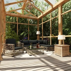 vidaXL 6 pcs conjunto lounge de jardim c/ almofadões vime PE cinzento