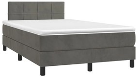 Cama boxspring com colchão 120x200 cm veludo cinzento-escuro