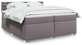 vidaXL Cama com molas/colchão 200x200 cm couro artificial cinzento