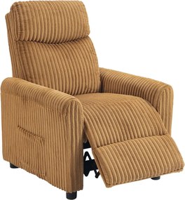 Poltrona Relax Reclinável Manual Estofada em Veludo com Apoio para Pés 73x86x100 cm Castanha