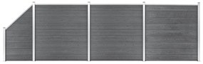 Painel vedação WPC 3 quadrados + 1 inclinado 619x186cm cinzento