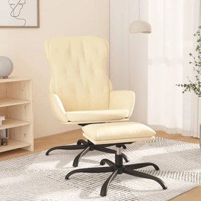 vidaXL Cadeira de descanso c/ apoio de pés couro artificial cor creme