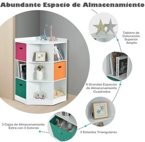 Estante de madeira para crianças com 9 cubos e 3 cestos coloridos Organizador de cantos para brinquedos e livros 81 x 61 x 94 cm Branco