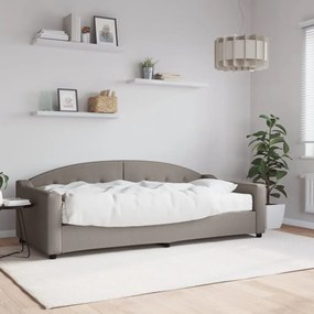 Sofá-cama com colchão 90x200 cm tecido cinzento-acastanhado