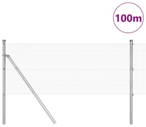 Cerca de Arame Soldado com 13 Postes 0.5x100 m de Aço Galvanizado