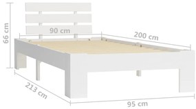 Estrutura de cama 90x200 cm pinho maciço branco