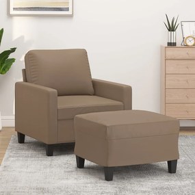 vidaXL Poltrona com apoio de pés 60 cm couro artificial cappuccino