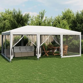 Tenda p/ festas c/ 10 paredes laterais malha 6x4 m PEAD branco