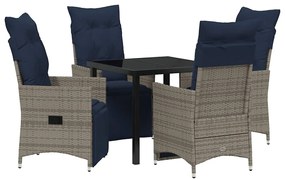 Conjunto de Jantar de Jardim vidaXL de 5 Peças com Almofadas Cinza Pol