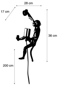 Luminária de parede vintage dourada - Macaco Animal Clássico / Antigo