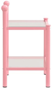 Mesas de cabeceira 2 pcs metal rosa e vidro transparente