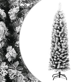 vidaXL Árvore de Natal artificial fina com neve 150 cm PVC verde