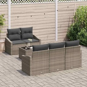 vidaXL Conjunto de Sofá de Jardim 6 Peças com Almofadas Cinzas em Rattan Sintético