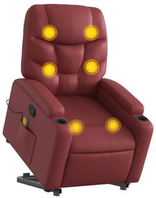 Poltrona massagens reclinável couro artificial vermelho tinto