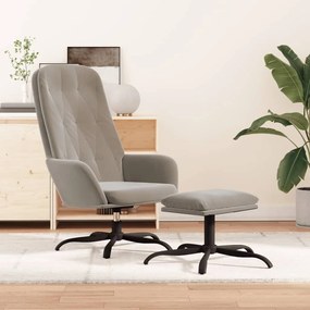 3097630 vidaXL Cadeira de descanso com banco p/ pés veludo cinza-claro