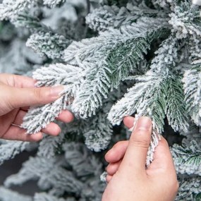 Árvore de Natal com neve de 180 cm com 1415 ramos, 260 luzes LED quentes e design articulado Verde
