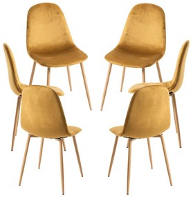 Pack 6 Cadeiras Teok Veludo - Amarelo