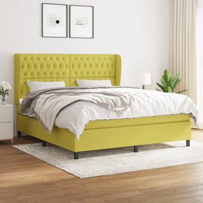 vidaXL Cama com molas/colchão 180x200 cm tecido verde