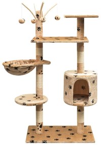 vidaXL Árvore para gatos c/ postes arranhadores sisal 125 cm bege