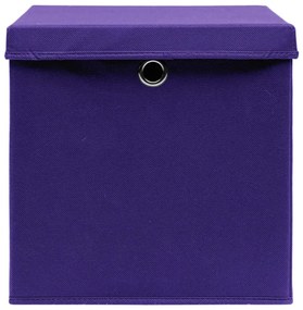 Caixas de arrumação com tampas 4 pcs 28x28x28 cm roxo