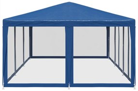 Tenda p/ festas c/ 10 paredes laterais malha 6x4 m PEAD azul