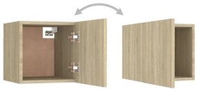 3 pcs conjunto móveis de TV derivados madeira carvalho sonoma