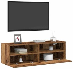 Armário de Parede para TV vidaXL Madeira Antiga 100x30x30 cm Madeira E